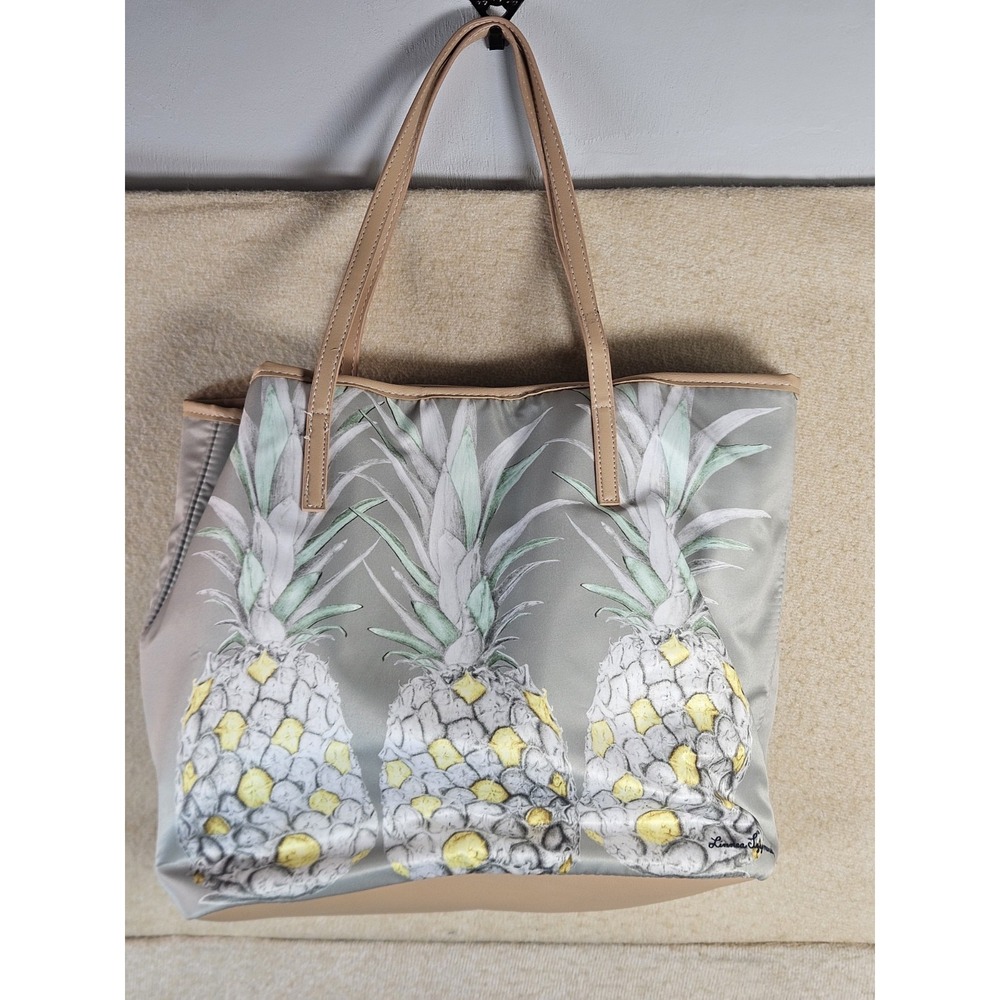 Linnea Szymanski Pineapple Shoulder Bag Satchel Nylon Leather Tropical Tote